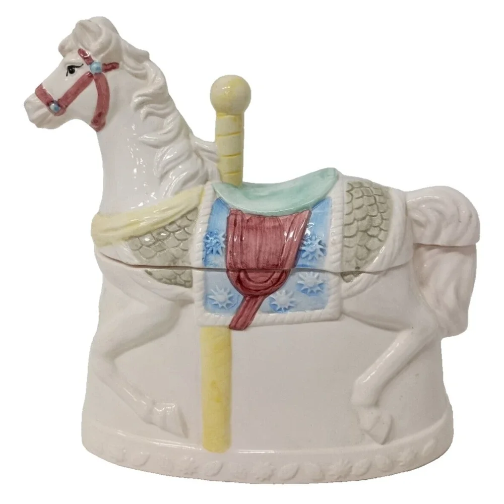 Vintage Heritage Mint Carousel Horse Carnival Ride Cookie Jar Ceramic Figural